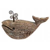 6945 - Wooden Rustic Whale Ornament