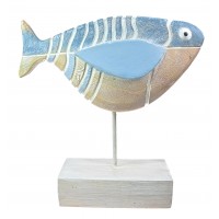 7746 - Wood Effect Resin Fish on Stand
