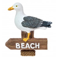 7667 - Resin Magnet - Seagull On Beach Sign