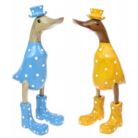 6308 - Carved Wooden Welly Boots Duck 