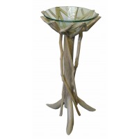 9713 - Wood and Glass Bowl Stand